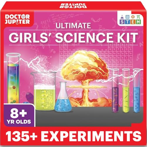 Doctor Jupiter Kit de ciencia para niñas de 8 a 10 a 12 a 14 años para niñas de 8, 9 y 10 años en adelante | Juego de química, kit de juguetes STEM con más de 135 experimentos | Proyectos educativos y