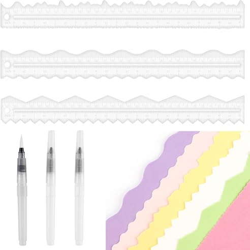 OTCRAFT 3 st rivlinjaler guider akrylpapper rivning linjal däckkant linjal för korttillverkning scrapbooking hantverk dekor skola kontor gör-det-själv skärverktyg (30 x 3,8 cm)