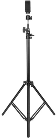Denash Phone Tripod Stand, 360° Rotation, Extendable Up to 200cm, Aluminum Alloy & ABS, Black, Compatible with Smartphones & Cameras