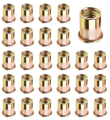 100 Stück Nietmuttern M6, Kohlenstoffstahl Nietmuttern, Runde Flachkopf Innengewinde Rivet, M6 Blindnietmuttern, Metrische Nietmuttern-Sortiment, Rund Gewindenieten Einnietmuttern für Bleche, Rohre