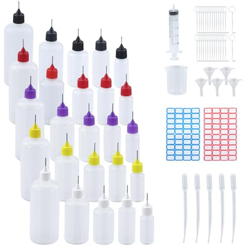 25 Piezas Botellas Aplicadoras Punta Precisión Transparentes,Punta precisión y Botellas Pegamento,Botella Aplicadora líquidos plástico,para Manualidades, Reparaciones