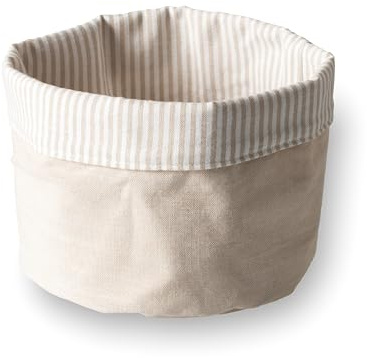 LACOR - 60089 - Cremefarbener Brotkorb, Baumwolle, Viskose, maschinenfreundlich, faltbar, Mehrzweck, wendbar, stapelbar, Polyester, Ø 15 cm