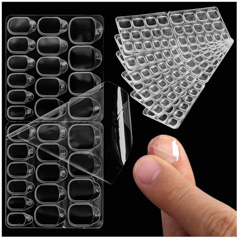 TMZELOA 30 Patch Adesivi per Unghie, Adesivi Trasparenti in 15 Misure per Unghie Finte e Press On Nails, Forte Adesione e Facile da Rimuovere, Ideali per Uso Quotidiano, Eventi e Viaggi