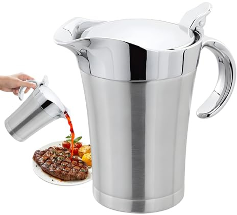 Salsiera termica – 6.69 Inches a doppio isolamento | Salsiera in acciaio inossidabile – Vaso da servizio 750 ml per salsa, e succo di carne durante i pasti di Natale e del Ringraziamento.