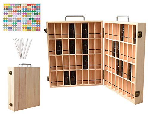 MKNZOME 72 Griglie Scatola in Legno per Olio Essenziale - Espositori per Cosmetici in bambù Naturale, Scaffale di Presentazione Ideale per Oli Essenziali e Smalto e Profumi#2