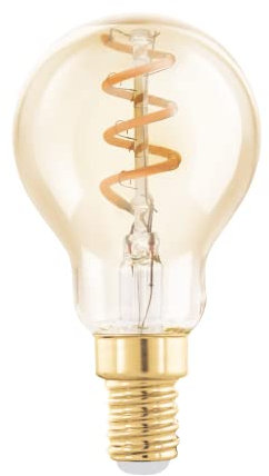 Eglo E14 LED dimmerabile, lampadina a spirale, illuminazione retrò a vintage color ambra, 4 Watt (equivalente a 15 Watt), 145 lumen, bianco caldo, 2000k, lampadina Edison P45, Ø 4,5 cm