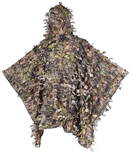 AUSCAMOTEK 3D leafy Poncho Ghillie Suit camouflage cloak Cape for Turkey Hunting Green