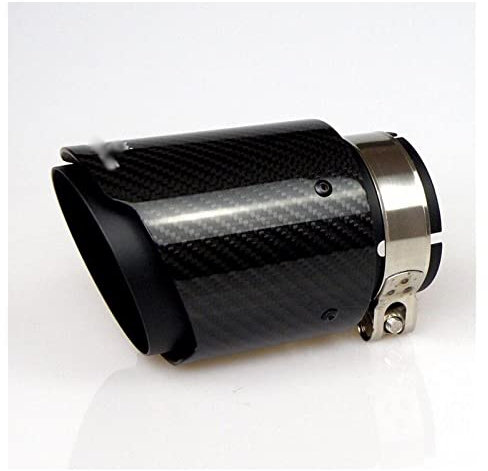Auspuff Schalldämpfer Mattschwarzes Rohr Kohlefaser Edelstahl Universal Automobil Auspuff Schalldämpfer Rohr Für BMW E46 Auspuffblende (Farbe : 66-89MM)