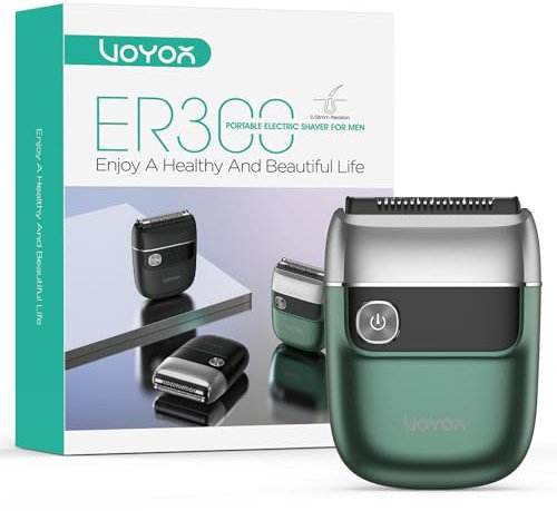 VOYOR Folienrasierer, Tragbarer Rasierer Herren Elektrisch Kabelloser und Wiederaufladbarer Usb Mini Rasierer Zum Rasieren von Bart, Kopf und Gesicht Wet & Dry Ideal Für Reisen ER300 (Grün)