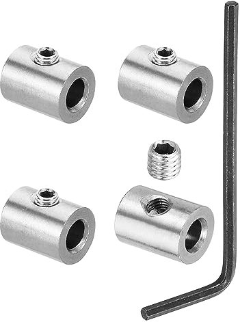 PATIKIL Abrazadera de Cable 6mm Agujero Alambre Cuerda Clips Juego 4uds 304 Inoxidable Acero Único Agujero Bloqueo Cable Abrazaderas Clip con M5 Hexagonal Tornillo Llave para Cable Plata