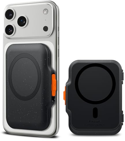 Spigen TinTap MagFit+ MagSafe Kartenhalter mit Verschluss-System Kompatibel mit iPhone 17/16/15, andere MagSafe-Modelle, Google Pixelsnap und MagSafe-Zubehör - Schwarz