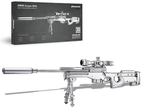 Piececool Metall Puzzle 3D AWM Scharfschützengewehr, Pistole Gewehr 3D Puzzle Modellbausatz Erwachsene, 3D-Puzzles für Edelstahl, Modell Metal, Geschenk, Andenken, Sammlung, 186 Teile