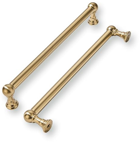 khtumeware 10 Pack 10 Inch Hole Center Champagne Bronze Cabinet Pulls Heavy Duty Solid Satin Brass Cabinet Handles for cabinets Dressers Kitchens Handles Bathroom cabinets