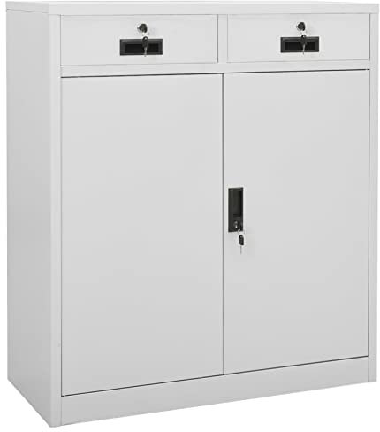 Xichuzi Armario de Oficina, Armario Multiusos, Armario Herramientas, Armario Garaje, Armario Archivador, Armario Taller, Armario Estanteria, de Acero Gris Claro 90x40x102 cm