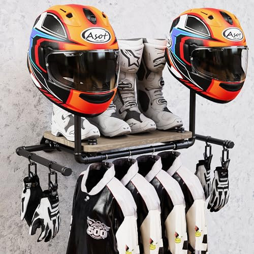 Yitexin Support mural pour casque de moto avec 4 clips pour gants, support mural pour rangement d'accessoires de moto (1 kit)