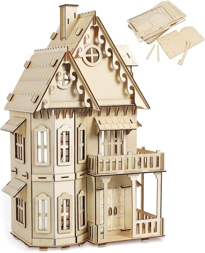 3D House Jigsaw Puzzle Model Kit - CUTEROOM Fantasy Villa Dollhouse DIY Building Set for Adults, Creative Home Decor Gift