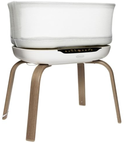 Graco Eluma Nest Bedside Bassinet, Birth to 9kg (Approx. 6 Months), cry Detection Technology that Senses Your Baby and soothes/Settles, Bluetooth Technology, Luna Fashion