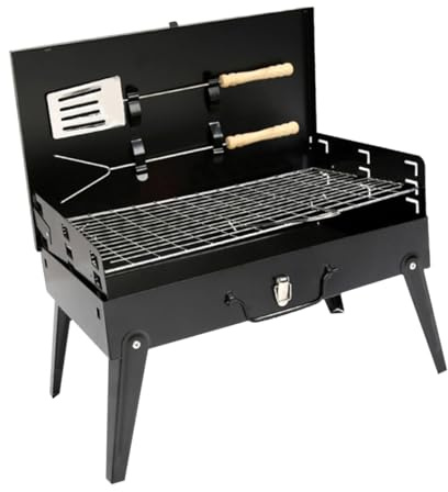 GARIOUANS Barbecue Portatile Pieghevole Per Esterno 44x27x47 Cm Con Accessori Per Campeggio, Fornello Da Campeggio Stabile in Materiale Ad Alta Resistenza, Facile Da Trasportare e Usare