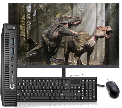 HP EliteDesk 800 G2 Mini Ordenador de sobremesa con monitor de 24 pulgadas, Intel Core i3-6100, 16 GB de RAM, SSD de 256 GB, teclado EE.UU., WiFi, Bluetooth, Windows 11 Pro (Reacondicionado)