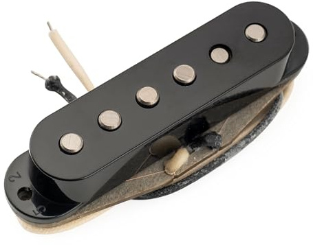 Musiclily Pro ST-FAT60S Staggered Alnico 2 Pastilla Single Coil Puente Pickup para Guitarra Eléctrica tipo Strat, Negro