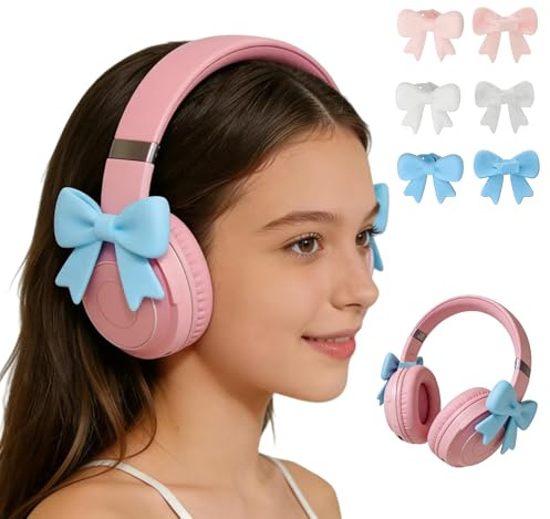 Rosetter för headset, universellt headset-rosettfäste, söt rosettdekoration med justerbart silikonband, hörlurar rosetter för 3–7 cm omkrets (blå, rosett)