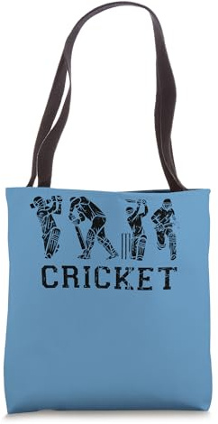 Cricket Player Silhouette Vintage Varsity Graphic Tote Bag