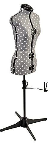 Sewing Online Adjustable Dressmakers Dummy, in Grey Polka Dot with Hem Marker, Dress Form Sizes 6 to 10 - Pin, Measure, Fit and Display your Clothes on this Tailors Dummy - 5916P