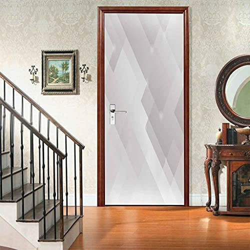 JFEDMN Carta Parati Porta Rimovibile 90X210Cm Adesivi Per Porte Interne 3D Geometria Bianca Poster Carta Da Parati Soggiorno Cucina Camerette Bagno Autoadesivo Porta Murale Decorazione
