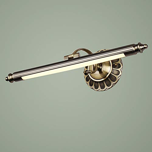 Quevia-Eletro LED 8W Spiegelleuchte Grüne-Bronze 50CMBeschlagfrei Make Up Spiegel Licht Warmeslicht 3000K Spiegellampe Eisen & Acryl-Schirm Vintage Retro Für Badezimmer Bad Bilderlampe