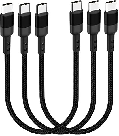 30cm USB C to USB C Cable, 3-Pack 12 inch 20V 3A Type C PD Fast Charging Cord Compatible with Samsung Galaxy S20/S9 Ultra Note 20, Pixel 4/3 XL