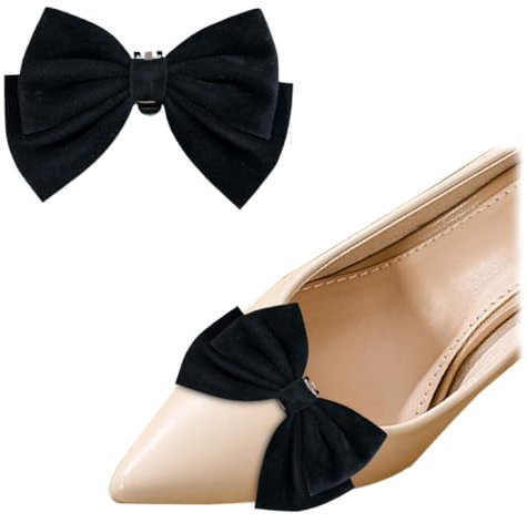 2 Pcs Velvet Satin Bow Shoe Clips Fashion Wedding Party Pumps Decoration Uniform Mary Jane Shoes Accessories Black