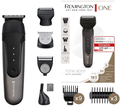 Remington ONE Multi-Haarschneidemaschine & Barttrimmer [inkl.18 Aufsteckköpfe/-kämme] Haarschneider, Bartschneider, Köper-/Nasen-/Ohr- & Augenbrauentrimmer (wasserdicht,Lithium) Multi-Groomer PG780
