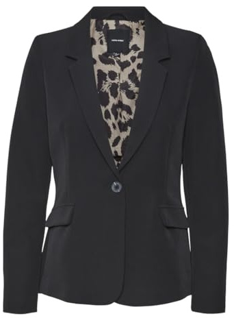 VERO MODA VMKACANDRA LS Blazer ajusté, Noir/détails : Doublure léopard, 40