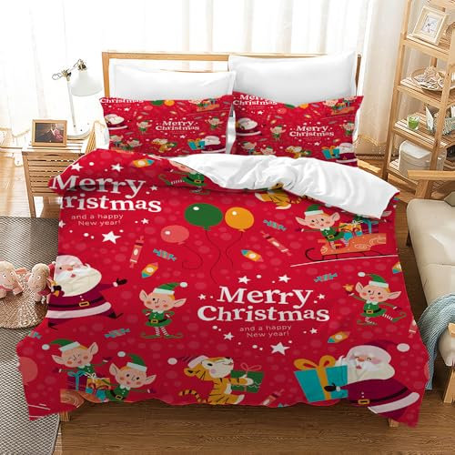 LXTOPN Juego de ropa de cama de microfibra, 220 x 240 cm, diseño navideño de invierno, ropa de cama y ropa de cama, funda nórdica con 2 fundas de almohada de 50 x 75 cm