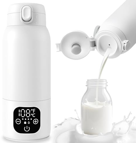 Portable Baby Bottle Warmer for Travel, 17oz Cordless Milk Warmer for Breast Milk and Formula, Fast Heating with 11000mAh Battery, Dual Modes, Keep Warm and Heat