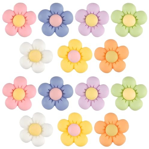Hopton 14 Stück Schuh Charms, Blumen Shoe Charms, 7 Farben Schuhanstecker, Niedliche Blumen Schuhschmuck, Schuhanhänger für Damen Mädchen DIY Clogs Sandalen