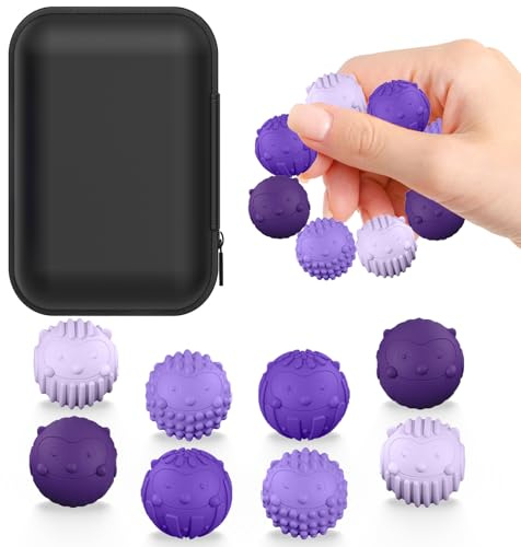 Rongrongago 8 Piezas Bolas Magnéticas de Silicona por Fricción,Magnetic Balls Fidget Toy,Bolas Magnéticas Anti Estrés,Juguetes de Silicona Antiestrés para Adultos y Niños（Púrpura）