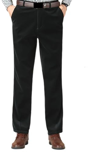 GAGFDA Pantaloni da uomo in velluto a coste dalla vestibilità classica, pantaloni da uomo autunnali larghi da lavoro casual da lavoro slim fit gamba dritta pantaloni con tasche, Nero , 36 W