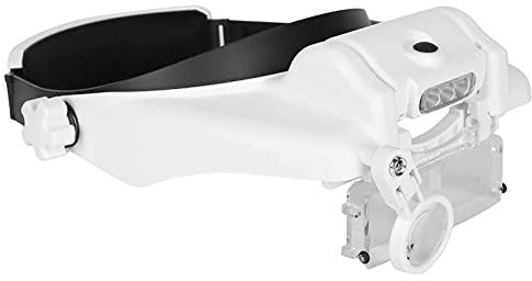 YCQYM Pannband förstoringsglas, förstoringsglas med ljus, hjälm magnifier tatuering skönhet justerbar pannband förstorar glashuvudet loupe med 1,5x 2x 8x lins för ögonfransförlängningsmycken