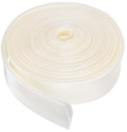 QUARKZMAN Cinta Sesgada Dobladillo Doble Para Costura 4/5 Pulgada X 5.5 Yardas Cinta De Satén Pretensada Continua Para Ribetear Acordonar Hacer Dobladillos Manualidades DIY Beige Blanco