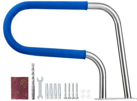 VEVOR Barandilla de Piscina, Soporta hasta 100 kg, Acero Inoxidable 304, con Funda Antideslizante Desmontable y Numerosos Accesorios, para Piscinas, Parques Acuáticos y Spas, 788 x 100 x 558 mm