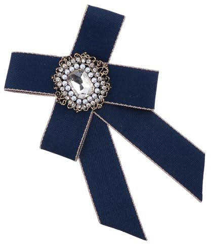 TOPPERFUN Spilla Decorativa per Abbigliamento da Donna Fiocco e Strass Blu, Accessorio Retrò Elegante per Camicie e Gonne, Spilla per Eventi Formali, Matrimoni e Feste