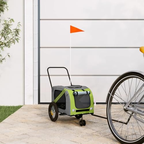 Ziaphsol Cykelvagn för hundar och katter svart grå av oxfordtyg och järn, lastkraft, vikbar, med ventilation, visningsfönster, reflekterande element och flagga