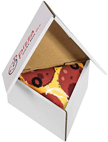 Rainbow Socks - Pizza Slice Box Socks - Pepperoni - Damen Herren Pizza Socken 1 Paar - Größen 41-46