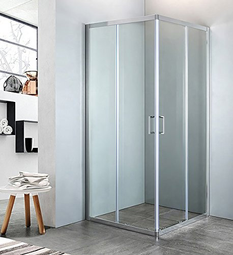 Box doccia ad angolo in cristallo trasparente, misura cm.68/70 x 98/100, cromato