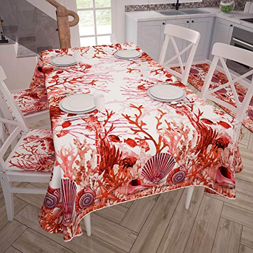 PETTI Artigiani Italiani - Trädgårdsduk Rektangulär Bordsöverdrag Kök Ritning Korall Röd X6-sits (140 x 180 cm) 100% Made in Italy