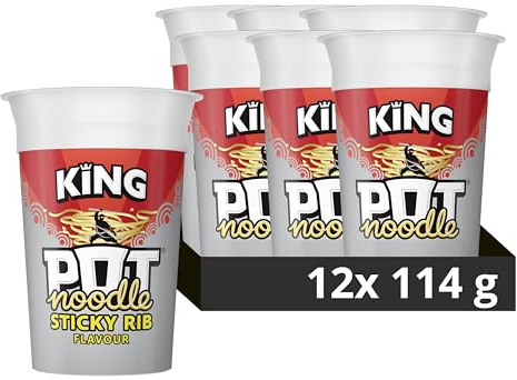 Pot Noodle Sticky Rib King Pot instant vegan* snack quick to make noodles Instant Noodle 12x 114 g