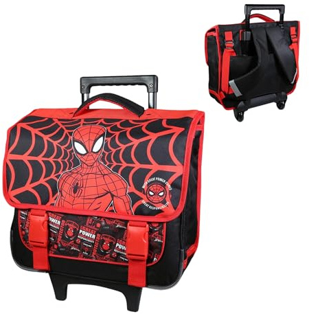 Bagtrotter - Cartable Primaire Garçon 38 cm - Grand Rangement - Tons Noir & Gris - Différents Modèles & Licences