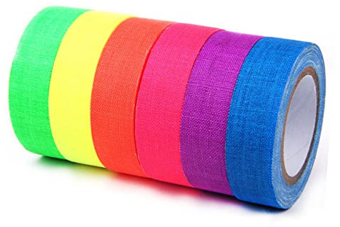 Angoily 12 Rollen Neon Leuchtendes Fluoreszierendes Klebeband Leuchtendes Klebeband Im Dunkeln Für Partybühnen Studios Und Feiertage Verschiedene Farben