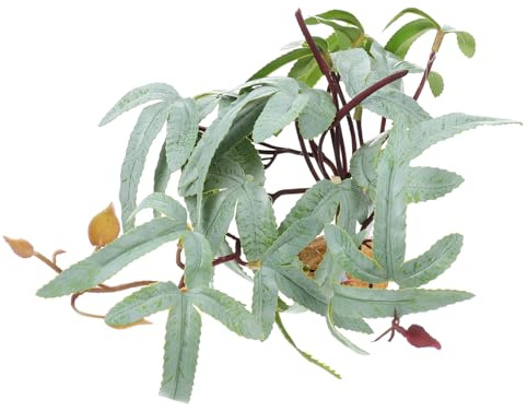 DOITOOL 2pcs Artificial Plants for Reptile Tanks Simulated Green Aquarium Decoration for Lizard Gecko Crab Habitats Safe Material for Water Quality for Fish Turtle Tanks